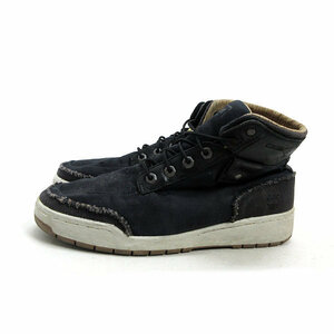 k■【10W】ティンバーランド/Timberland キャンバス地 スニーカーブーツ/黒/MENS■85【中古】