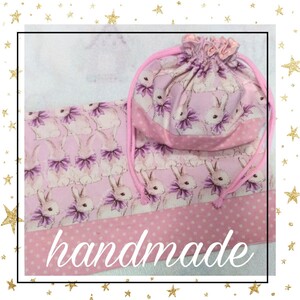 ハンドメイド うさぎ柄 お弁当袋 ランチマット