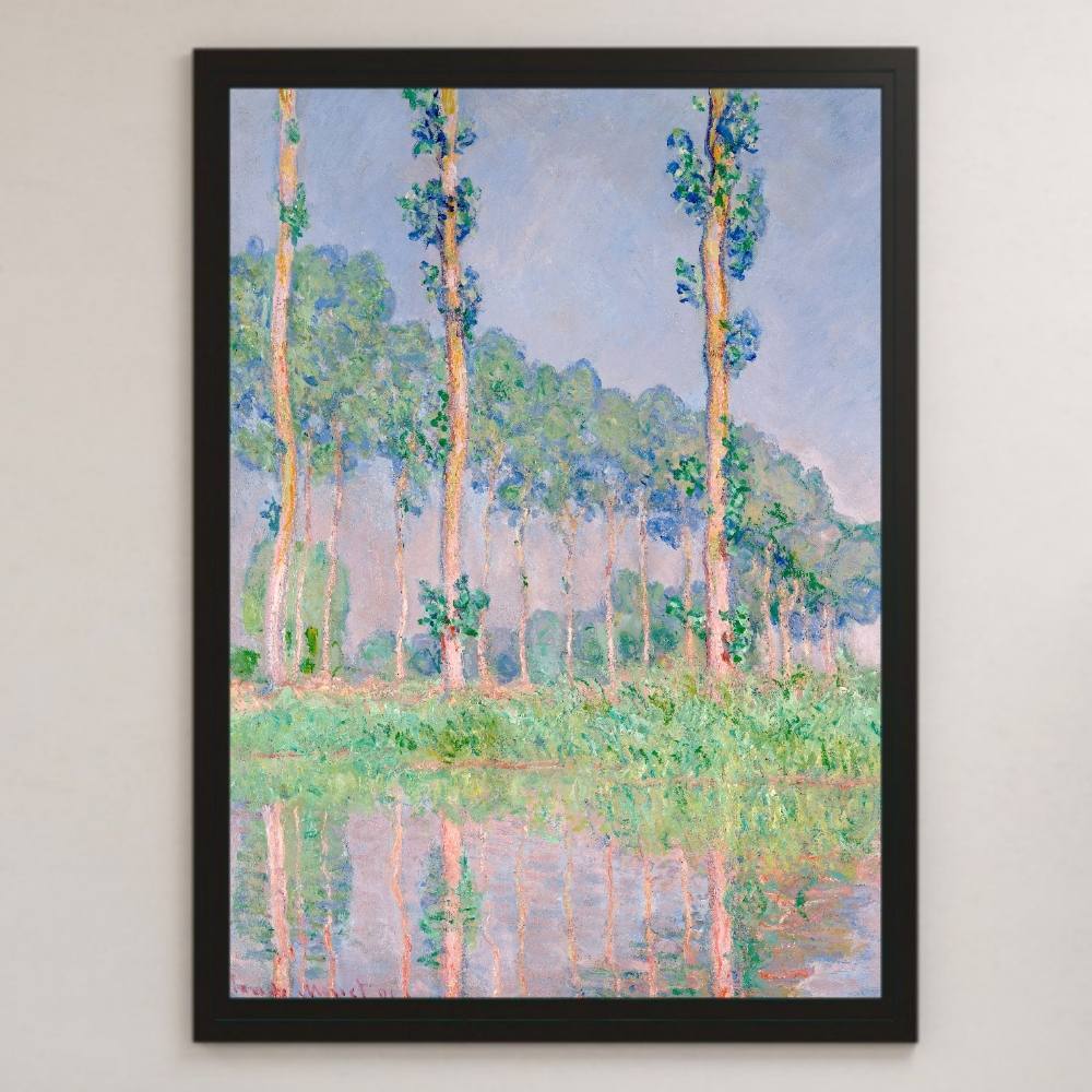 Claude Monet Álamo, Pintura con efecto rosa, póster artístico brillante A3, Bar, cafetería, pintura de paisaje Interior clásica, impresionismo, pintura famosa francesa, residencia, interior, otros