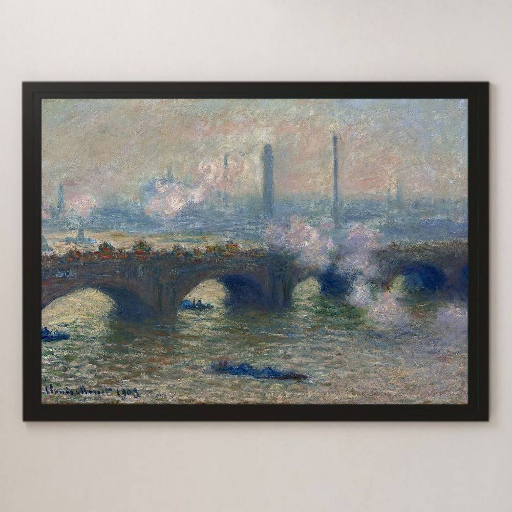 Claude Monet Waterloo Bridge, Gray Day Painting Art Glossy Poster A3 Bar Cafe Classic Interior Landscape Painting Impressionism France, residence, interior, others