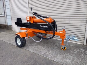 組立済発送 36トン 薪割り機 セル&リコイルスタート 36t 薪割機 ワイドタイヤ シングルレバー オートリターン