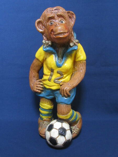 【即決価格】ビンテージ 1979 PROGRESSIVE ART PRODUCTS 陶器 サッカー モンキー 猿 置物 像 オブジェ アート
