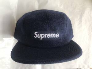 未使用　17FW Supreme x HARRIS TWEED Featherweight Wool Camp Cap ネイビー　シュプリーム ハリスツイード