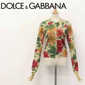 ◆DOLCE&GABBANA/ドルチェ＆ガッバーナ スパンコール装飾 花柄 カシミヤ100％ ニット 長袖 カーディガン 38