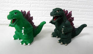 ◆ ゴジラ 2000 ソフビ 指人形 ノーマル&白成型セット◆ 東宝 Godzilla ゴジラ総進撃 フィギュア バンダイ 怪獣