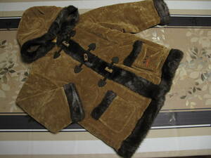  beautiful goods 130 Mini Ba-Tsu BATSU cotton inside duffle coat burnt tea with a hood . fake fur using 