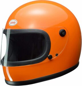 ■新品■リード工業(LEAD)フルフェイスヘルメットRX-200R オレンジ フリーサイズ (57-60cm未満) 当時物復刻版