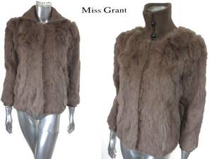  two point successful bid free shipping! M048 Miss Grant mistake gran to rabbit fur fur blouson 38 lady's coat Brown tea 