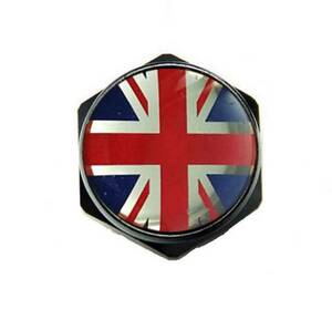 １新着送料込 　英国赤青ロゴ　 ブラック 　アルミナンバーボルトカバー