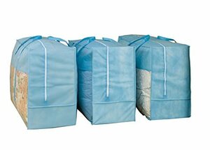 ブルー 3枚組 70×30×50㎝ アストロ 羽毛布団 収納袋 3枚 シングル・ダブル兼用 ブルー 不織布 持ち手付き 縦型 1