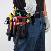 腰袋 2段 電工 工具袋 腰 工具入れ 工具差し付 ツールバッグ ポケット多数 （約）幅17cm×高さ24cm×厚さ10cm 工具_画像1