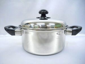 両手鍋 蓋付き鍋 18cm 2.2L 18-8ステンレス 未使用