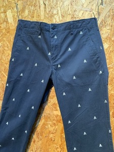  мужской брюки AZUL by MOUSSY azur темно-синий темно-синий вышивка точка Skull chino распорка FD462TC/ примерно W36