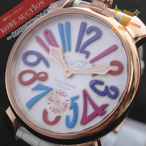 ■ GaGa MILANO ガガミラノ 腕時計 Manuale48mm マヌアーレ 手巻き式 重量約111g メンズ レディース ゴールド 文字盤ホワイト 中古