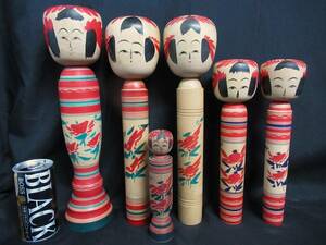 X223# tradition kokeshi # work average series 6 body set height approximately ~32. flat .. next ./ flat .. one / flat . shining ... tradition industrial arts . earth toy 