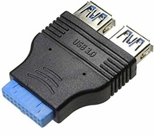 USB3.0 KAUMO マザーボードのUSB3.0ピンヘッダ &rarr; USB3.0メス端子2個に変換するアダプタ (US