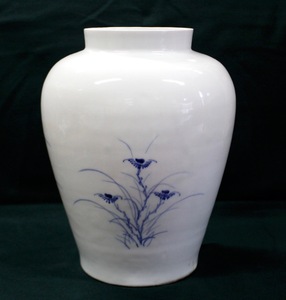  super rare finest quality goods Joseon Dynasty white porcelain blue flower autumn . writing . height 32.5cm morning . old .