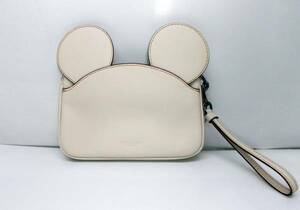 COACHxDisney コラボ コーチ ディズニー ミッキー Mickey ポーチ 小物入れ ホワイト レザー ブランド 新品 MK-005