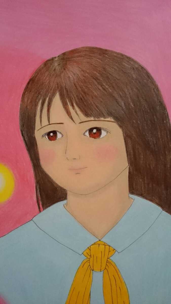 Ilustración de obra de arte original dibujada a mano tamaño B5 La chica que se convierte en la puesta de sol, historietas, productos de anime, ilustración dibujada a mano