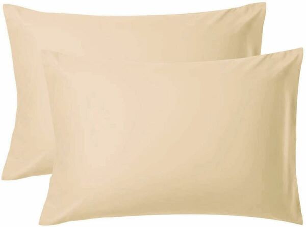 枕カバー ２枚セット 吸水・速乾 ピローケース 43x63cm 封筒式 合わせ式 肌に優しい 軽量 洗える 柔らかい (ベージュ)