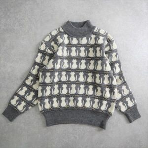 日本製◆Humming Birds◆極上◆高級アンゴラ&ウール 可愛い猫デザインジャガード ニット セーター ◆