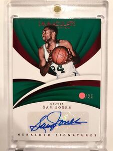 最高級版/25 Red Auto 10回優勝 HOF 17 Panini Immaculate Sam Jones 故 サム・ジョーンズ NBA 直筆 サイン バスケ Celtics セルティックス