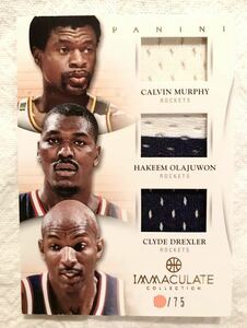 最高級版/75 Jersey 12-13 Panini Immaculate Hakeem Olajuwon Clyde Drexler Calvin Murphy Rockets NBA 優勝 ユニフォーム HOF ロケッツ