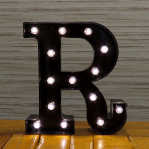 ブラック マーキーサイン アルファベット ( R ) LED ライト ランプ 電池式 照明 飾り 装飾 誕生日 結婚式 パーティー インテリア