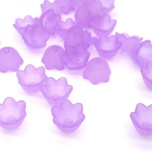 ハンドメイド クラフト パーツ 涼しげなお花のアクリルビーズ 30個 ラベンダー
