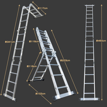 1円 はしご 4.6m 伸縮 脚立 作業台 アルミ 折りたたみ 梯子 ハシゴ ラダー 多機能 プレート付き 高所 足場 洗車 剪定 雪下ろし ny356_画像8