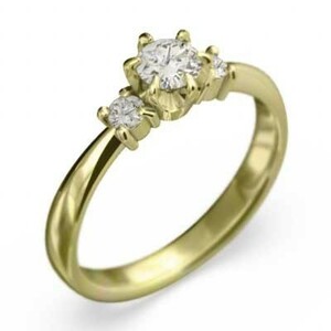オーダーメイド 婚約 指輪 ダイアモンド 4月誕生石 18金イエローゴールド