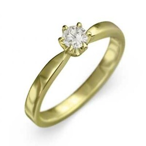 婚約指輪 一粒石 ダイヤモンド 4月誕生石 18金イエローゴールド