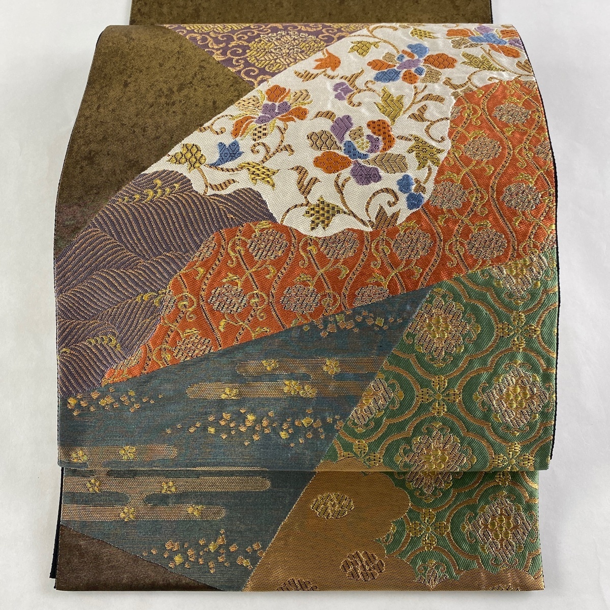 卸売 O-1811 袋帯 聚楽 じゅらく 縦柄に桜の花 松 グラデーション 金糸