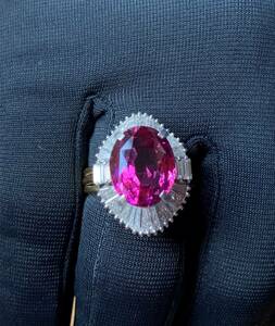  load light garnet diamond K18 ring 