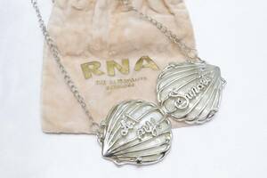 【RA763】RNA ダブル シェル 貝 モチーフ ネックレス シルバー 保存袋付 未使用保管品【送料全国一律198円】