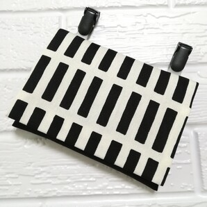 ★オーダーメイド★ ブラック 格子柄 ☆ クリップ付 ☆ 移動ポケット ☆ ハンドメイド