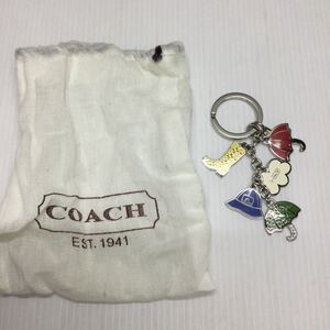 送料無料 COACH キーホルダー 雨 カラフル キーホルダー チャーム キーリング バッグチャーム 梅雨