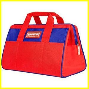 EMTOP ツールバッグ 工具用道具袋 工具バッグ 工具バッグ 大口収納 防水 赤いツールバッグ 1680Dオックスフォード ワイドオープン 幅35cm