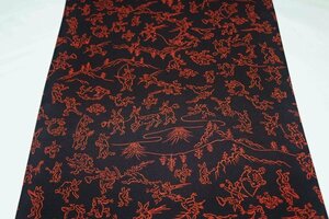 [ capital ...] silk long kimono-like garment flap birds and wild animals .. writing sama black ground .. attaching sleeve * change sleeve for 2.2m①