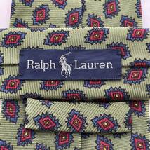 ラルフローレン(Ralph Lauren) 緑グリーン赤青菱形デザインネクタイ_画像1