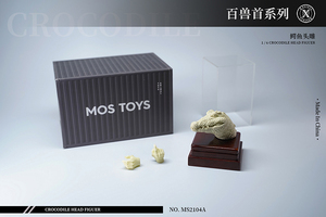 Mostoys MS2104A クロコダイル ワニ 1/6スケール男性素体向け 動物ヘッド ハンド 台座 展示ケース付属 無彩色版 1/6 Crocodile Head 