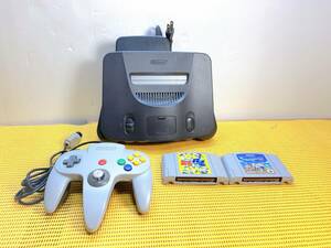 貴重 任天堂 Nintendo 64 本体 コントローラ カセットニ個セット パイロットウィングス 64 麻雀 64 NUS-001