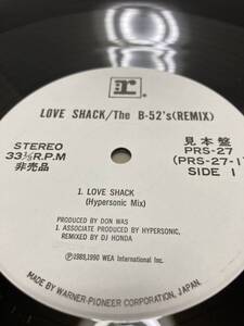 JPN PROMO-ONLY稀少12''！The B-52's / Love Shack Hypersonic Mix Warner PRS-27 見本盤 プロモ REMIX SAMPLE NEW WAVE DISCO 1989 1990