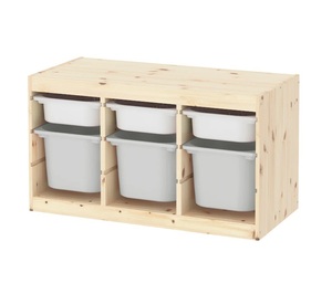 * IKEA Ikea * TROFAST Toro fast storage combination light white stain pine, white / gray toy <93x44x53cm>