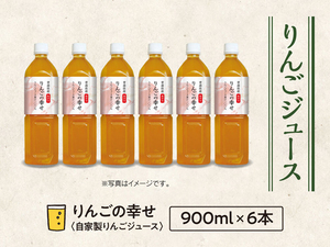 無添加・無加糖 果汁100%りんごジュース【りんごの幸せ・900ml 6本入】