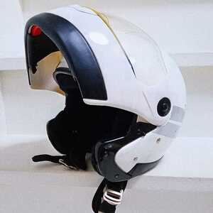 バイク システム ヘルメット ジャンク サイズ 58～59くらい Mサイズくらい アップロールして見ると結構白バイヘルメット風