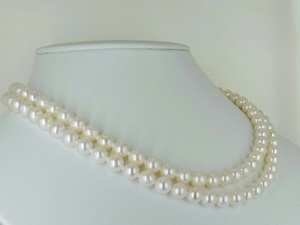 book@ pearl necklace ( lake water )2 ream 6.5~7.5.* high class * new goods 