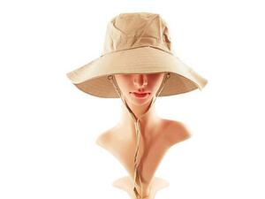 UV帽子 多機能 はっ水 小顔 遮熱 吸水速乾 接触冷感 ベージュ 送料250円 夏