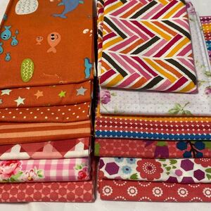 端切れまとめ売り13点暖色系 ハギレ ハンドメイド カットクロス