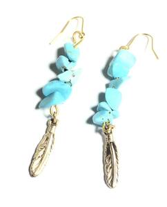  natural stone Power Stone turquoise ... turquoise Goldwing earrings 